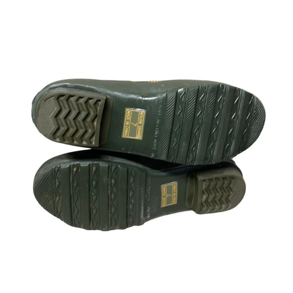 Women's LLBean Wellie Rain Boots‎ Black, Red Plaid Rubber Boots Size 7 - Picture 4 of 7